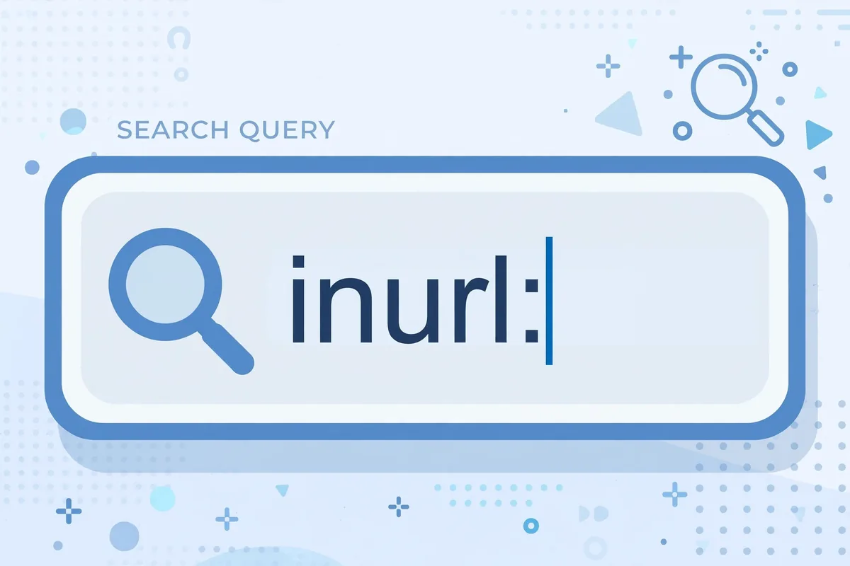 Close-up of a search bar showing an inurl search operator query being typed.