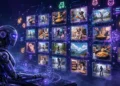 Illustration of the ZoroX AI agent monitoring TikTok video screens with Solana blockchain graphics.