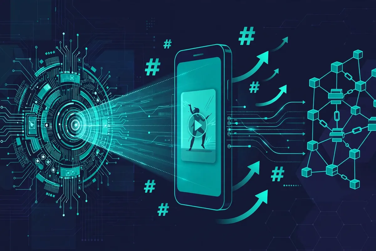 ZoroX AI scanning TikTok videos for viral memecoin content with crypto hashtags